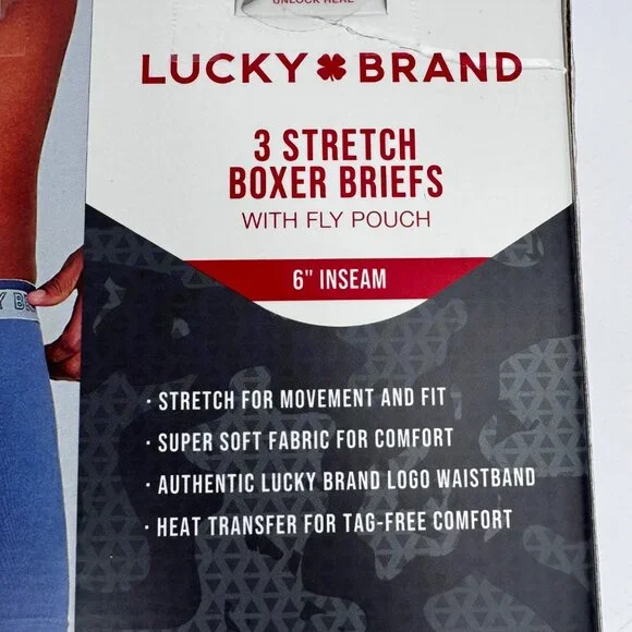NEW Lucky Brand Sz Med 6'' Inseam 3-Pack Stretch Boxer Briefs Fly Pouch Tagless - Picture 6 of 14